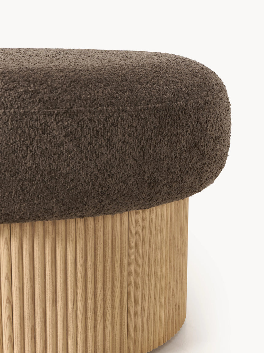Mantar Large Silindir Sandık Puf Koyu Kahve Teddy Açık Dışbudak