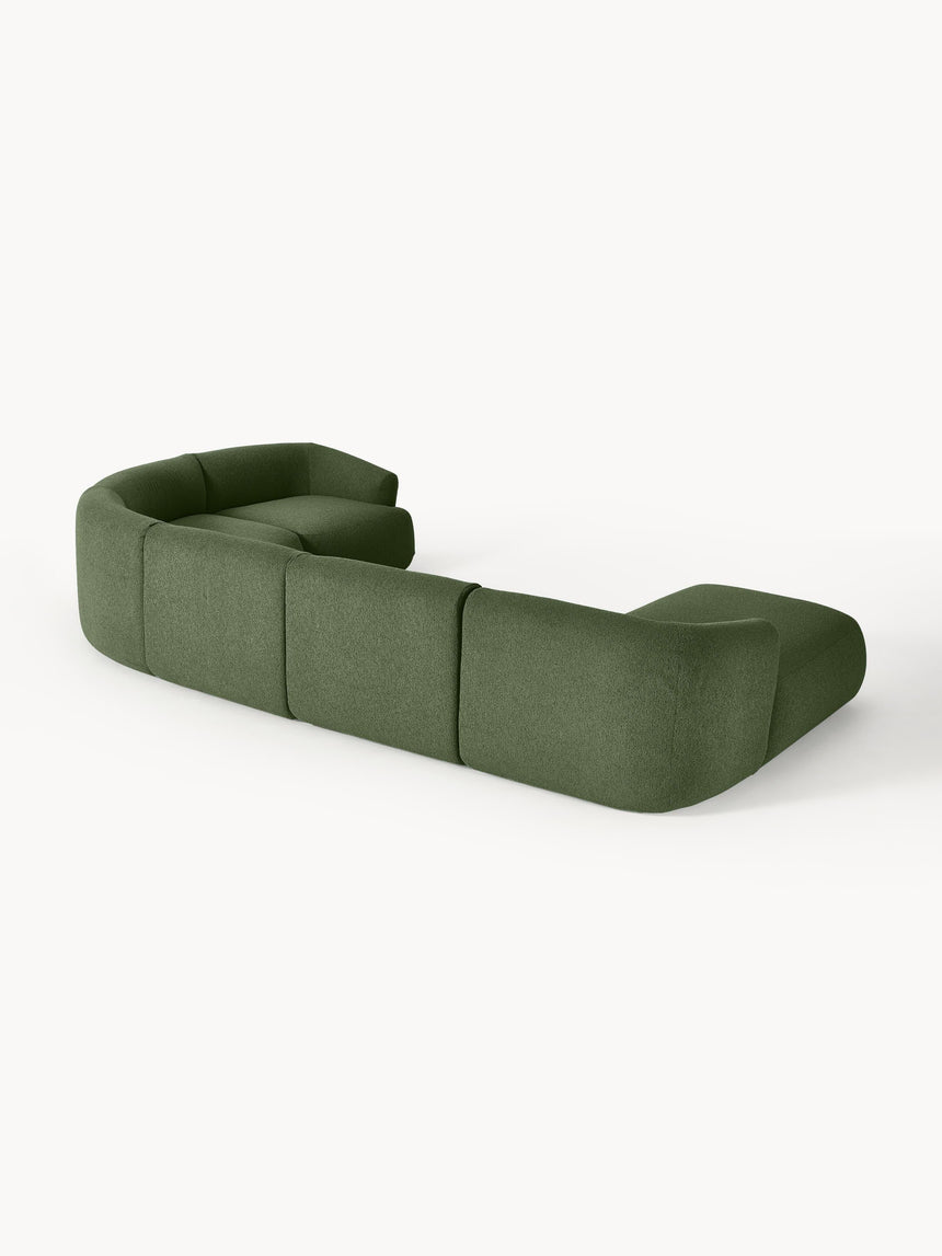 Modern Big Köşe Koltuk Koyu Yeşil Bukle