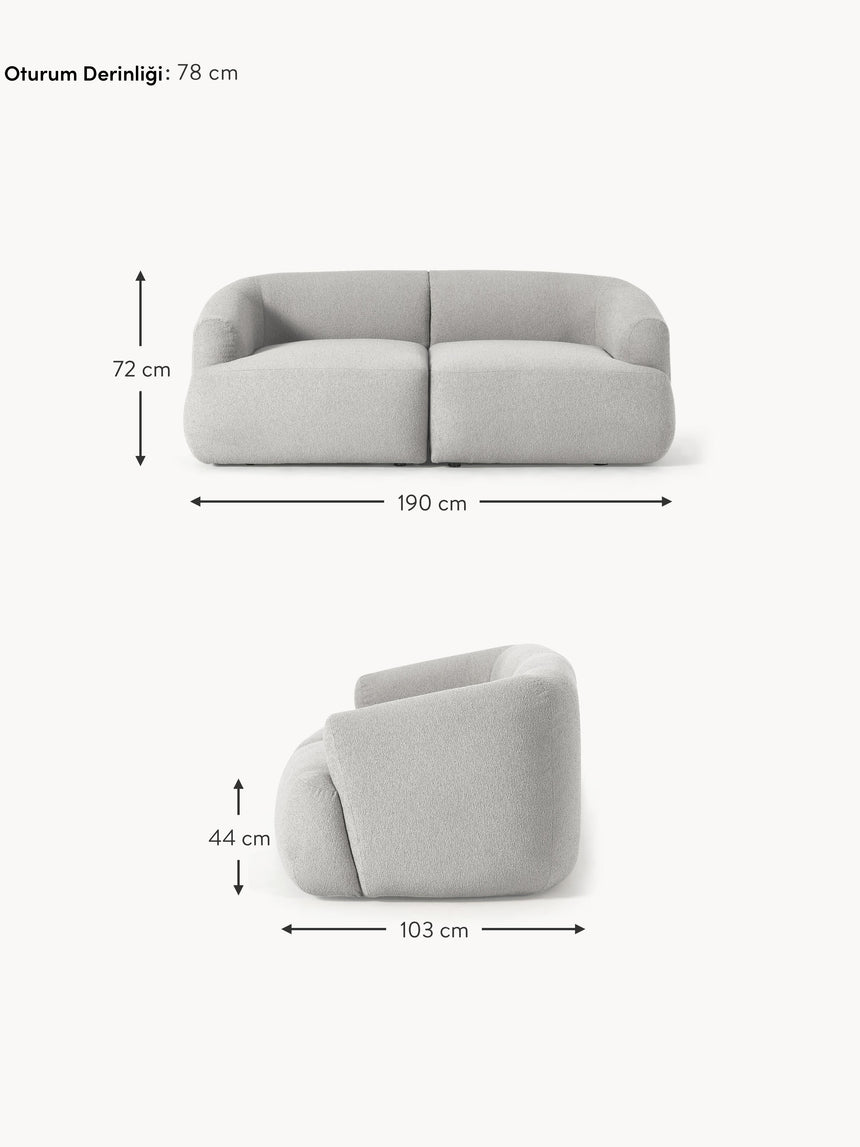Modern İkili Koltuk Açık Gri Bukle