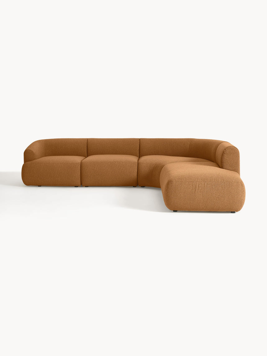 Modern Large Köşe Koltuk Açık Kahve Bukle