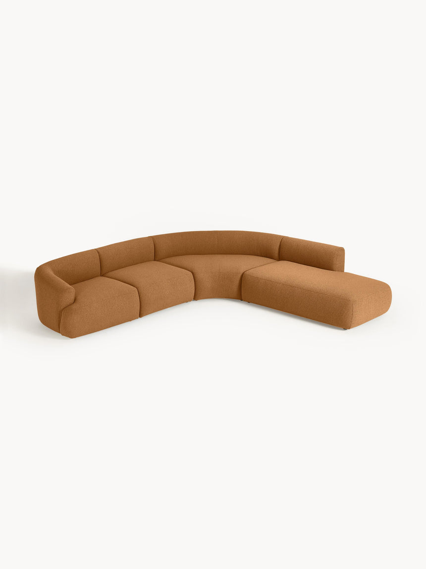 Modern Large Köşe Koltuk Açık Kahve Bukle