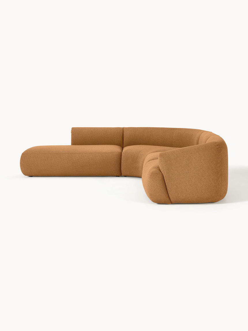 Modern Large Köşe Koltuk Açık Kahve Bukle
