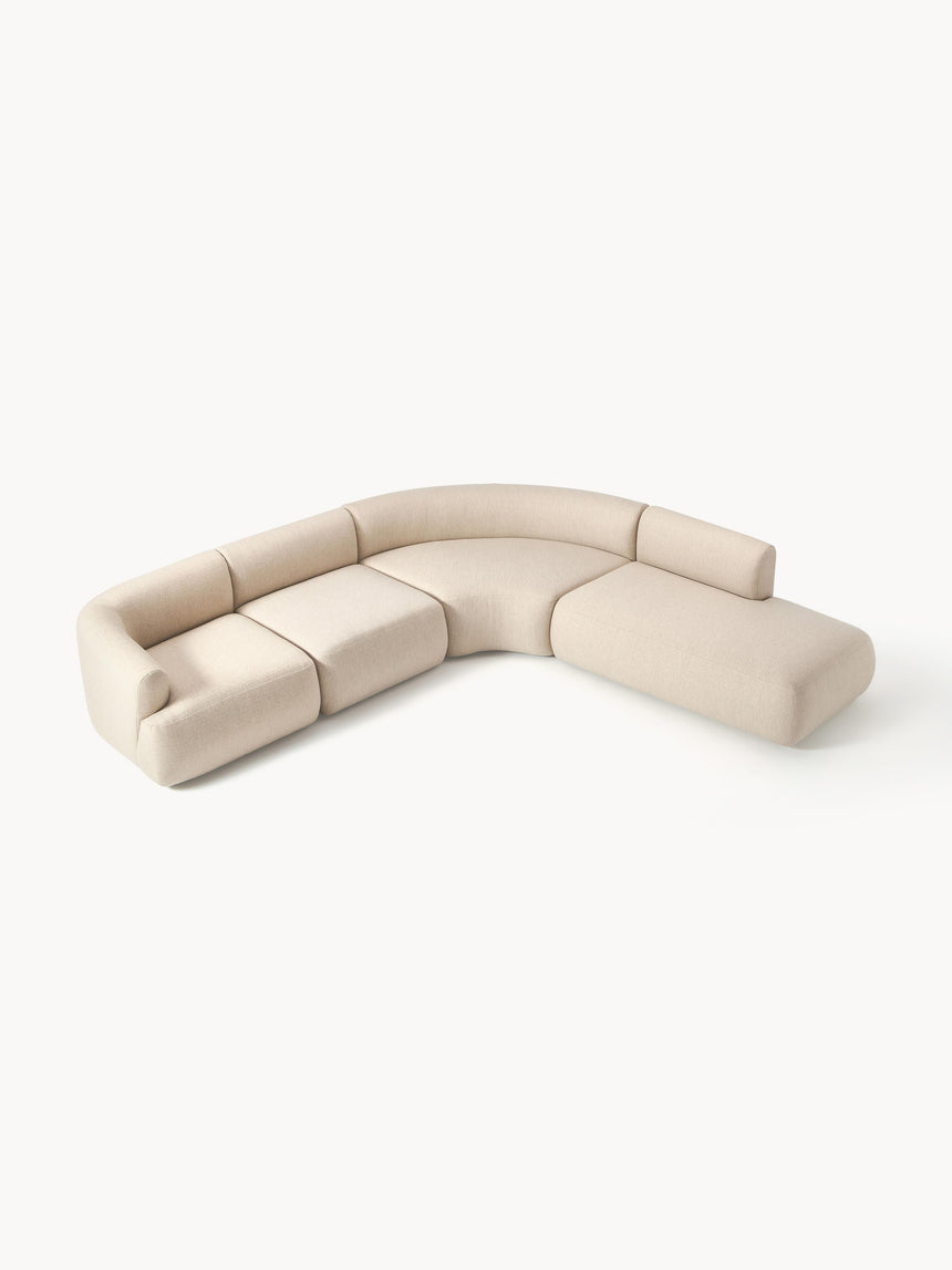 Modern Large Köşe Koltuk Bej Dokuma Kumaş