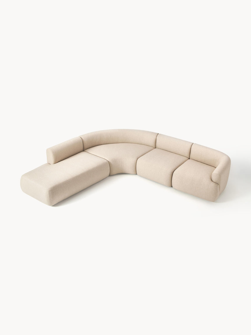 Modern Large Köşe Koltuk Bej Dokuma Kumaş