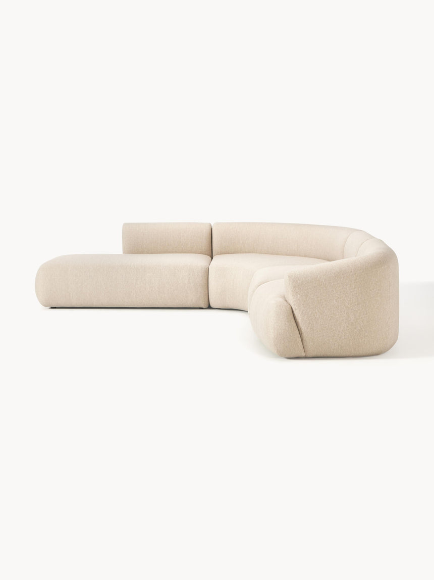 Modern Large Köşe Koltuk Bej Dokuma Kumaş