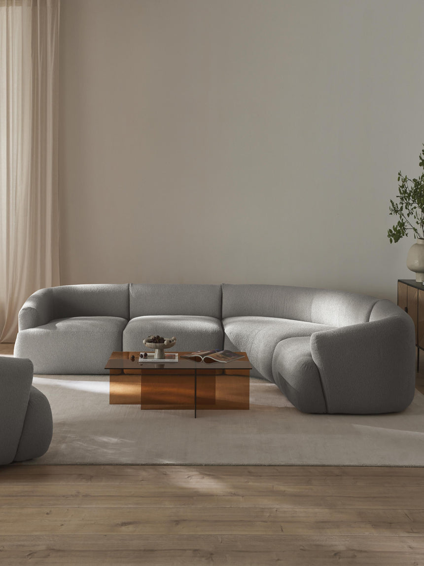 Modern Plus Köşe Koltuk Açık Gri Bukle