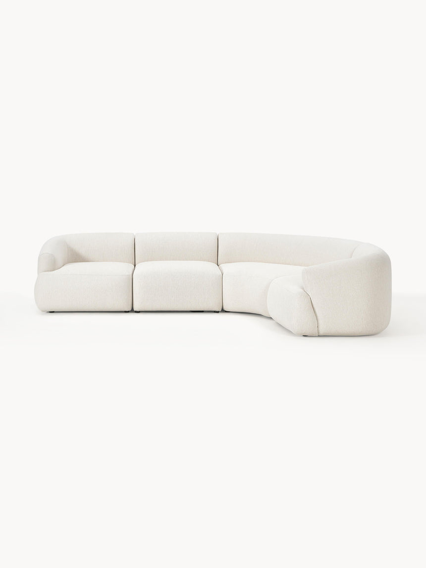 Modern Plus Köşe Koltuk Kırık Beyaz Dokuma Kumaş