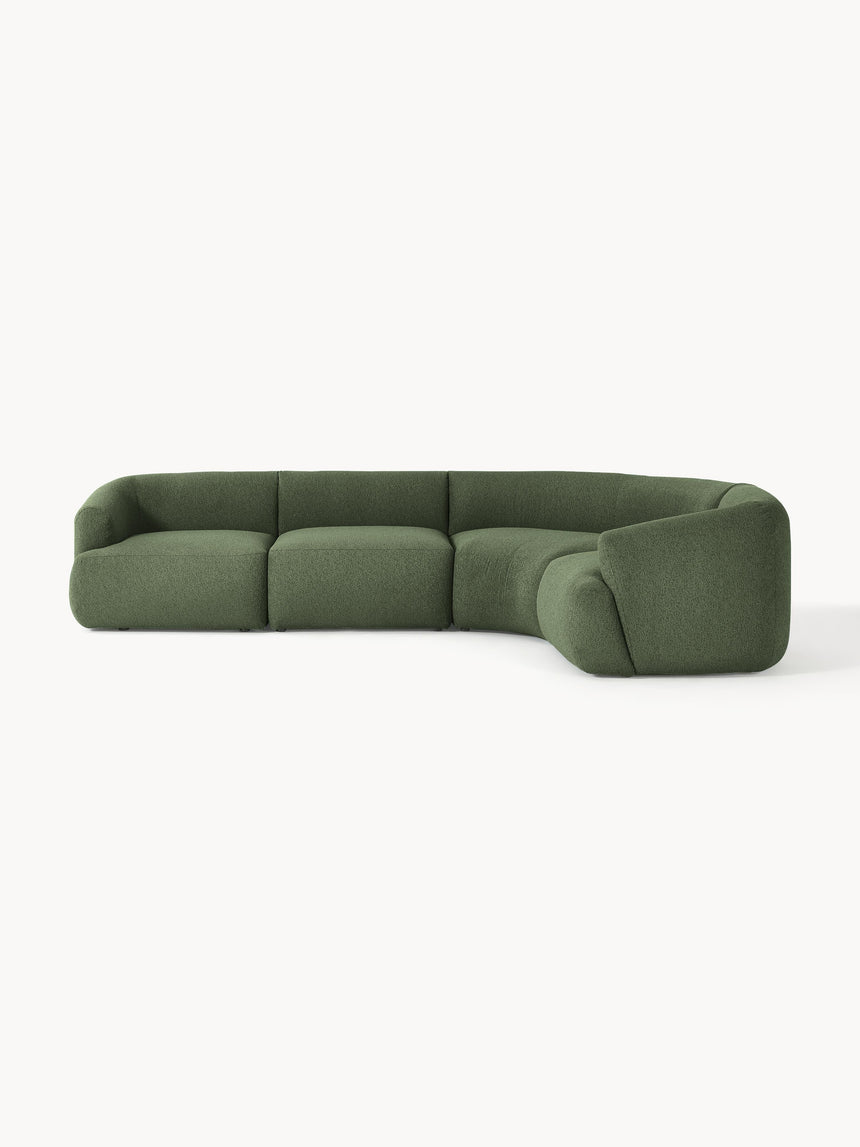 Modern Plus Köşe Koltuk Koyu Yeşil Bukle