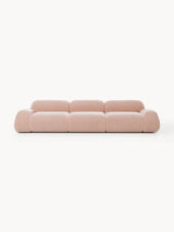 Prag Dörtlü Koltuk Açık Pembe Dokuma Kadife, modern dörtlü koltuk tasarımı, açık pembe renk, minimalistik görünüm.