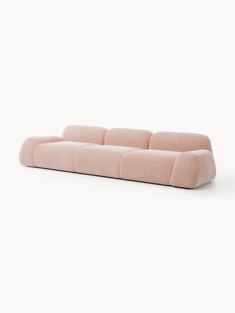 Prag Dörtlü Koltuk Açık Pembe Dokuma Kadife, modern tasarımlı, yumuşak dokulu koltuk.