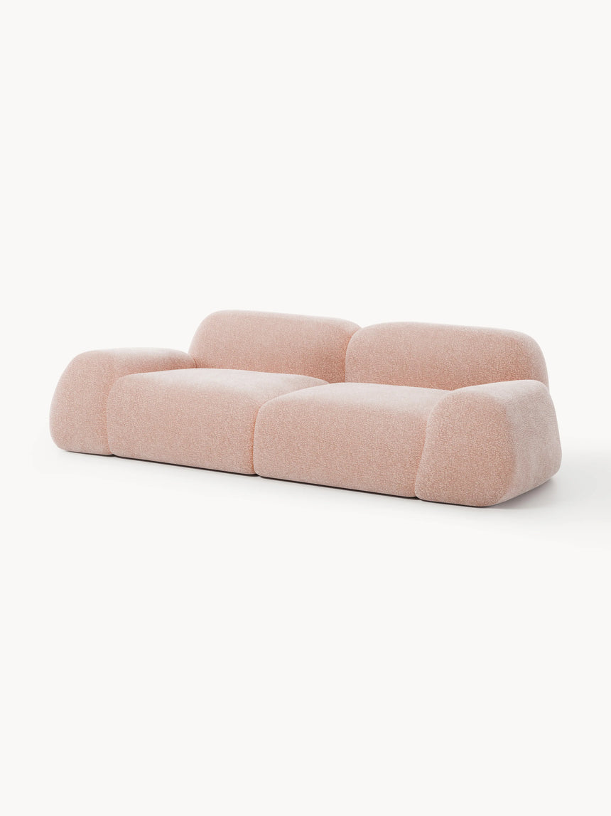Prag Üçlü Koltuk Açık Pembe Dokuma Kadife